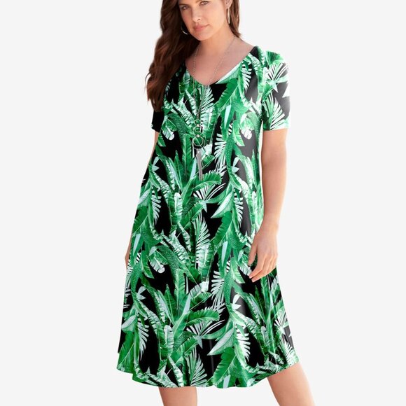 6 Dresses~ NWOT~ Roaman's Ultrasmooth® Fabric V-Neck Swing Dress - Picture 2 of 12